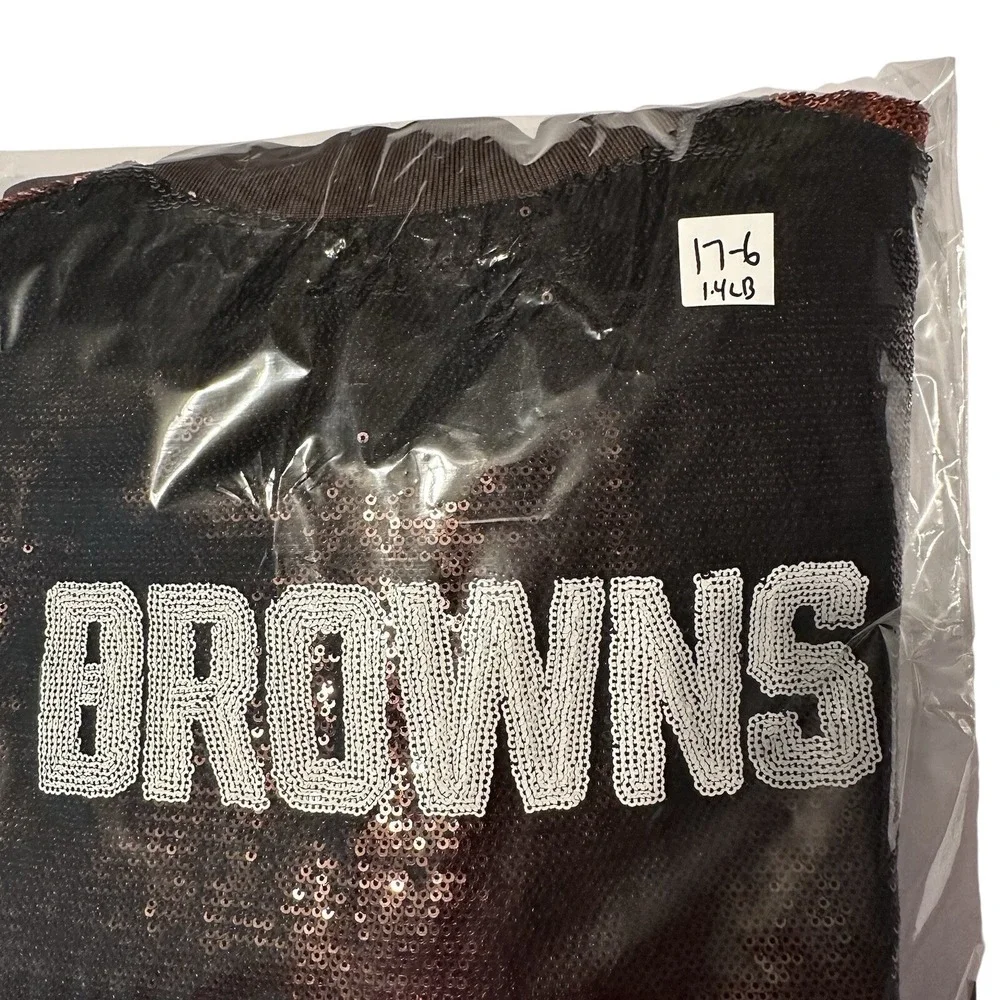 NWOT Wild Collective NFL Cleveland Browns Women's Sequin Jacket Size S MSRP $160